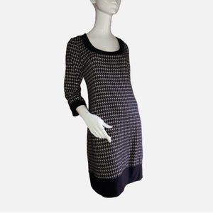 Blu Sage Black & Cream Star Print Knit Dress Small